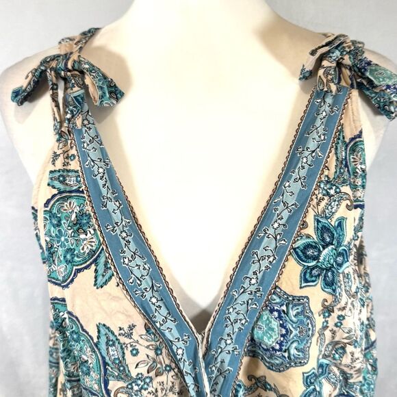 Maurice’s cream and aqua blue boho paisley faux wrap top size 1X - Picture 3 of 8